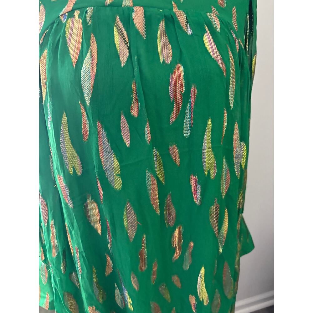 Eryn Metallic Print Tie Waist Long Sleeve Maxi Dress - Picture 5 of 8